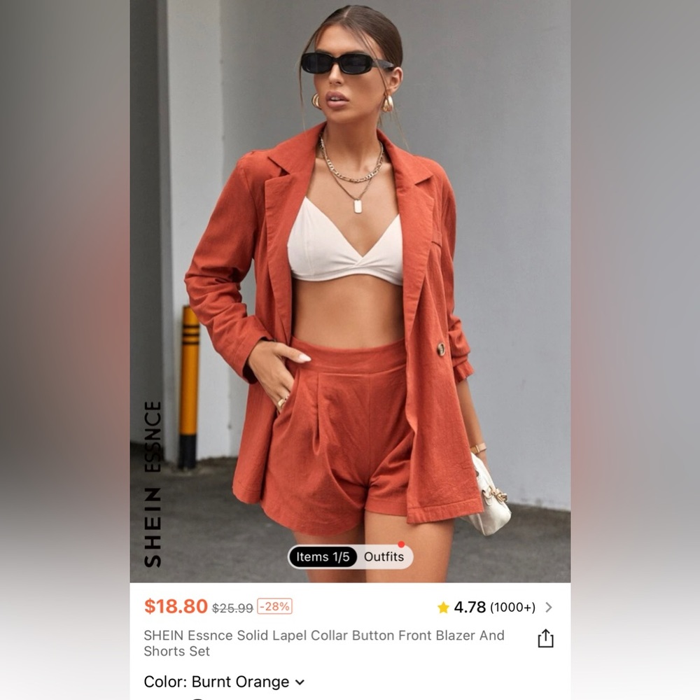 Coral blazer short set